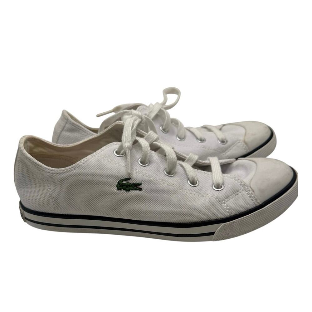 Lacoste white logo canvas sneaker size 7.5 - Picture 3 of 7